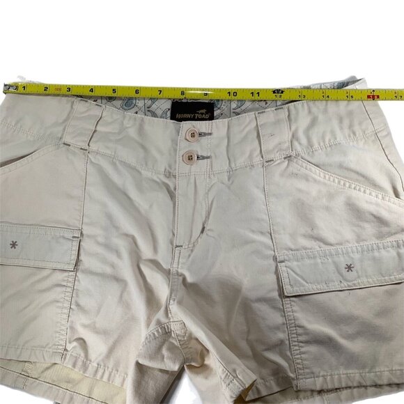 Horny Toad Shorts Womens 8 White Cream Khaki Hiking Walking Cotton Pockets READ - Picture 6 of 10